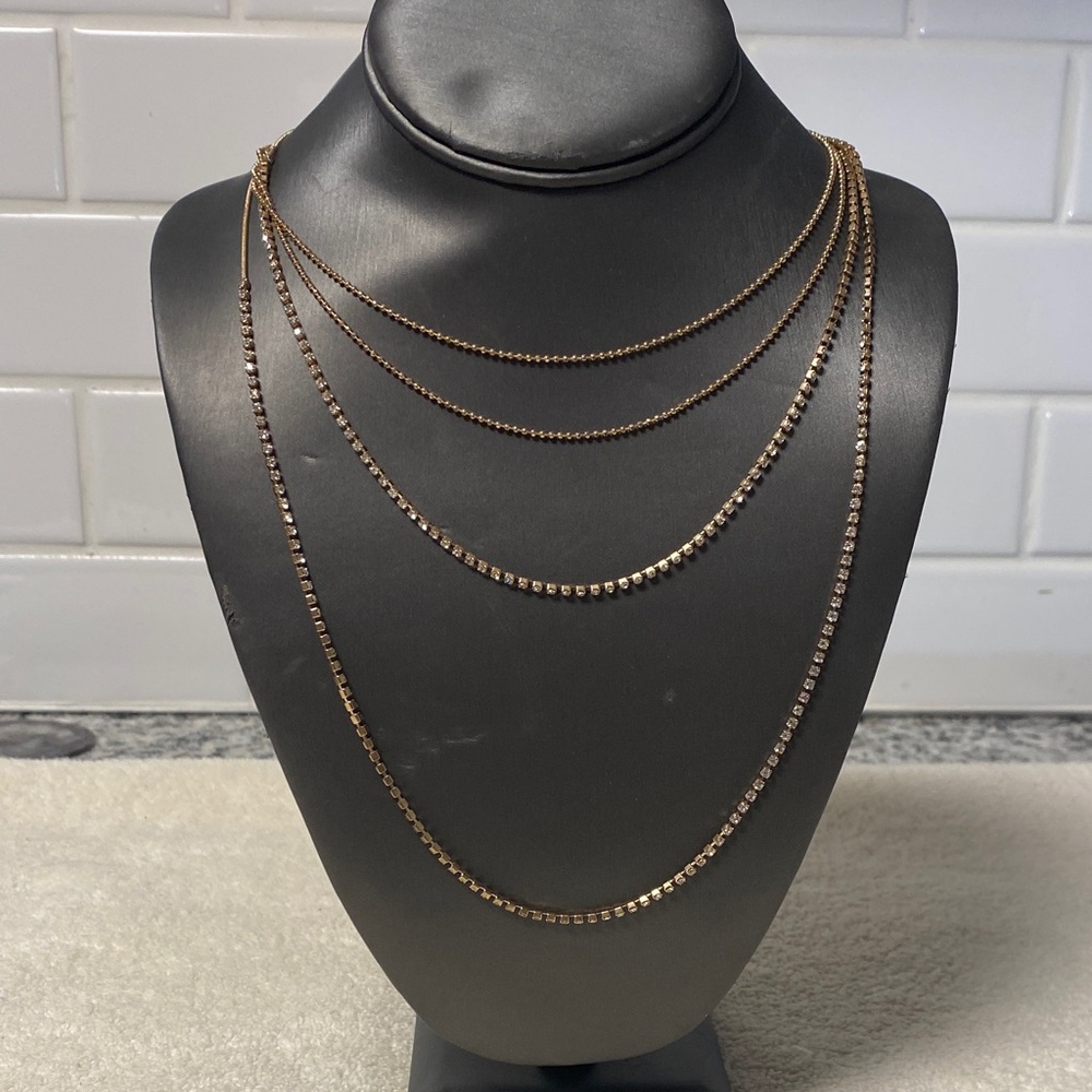 NWT Tasha Gold Crystal Multi-Layer Necklace